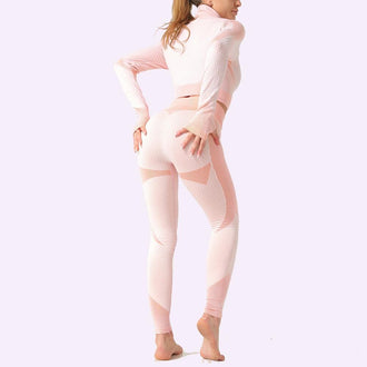 Colorvalue Seamless Workout Yoga Sets Women Stretchy Sport Fitness Suits Full Zipper Crop Tops High Waisted Leggings Activewears