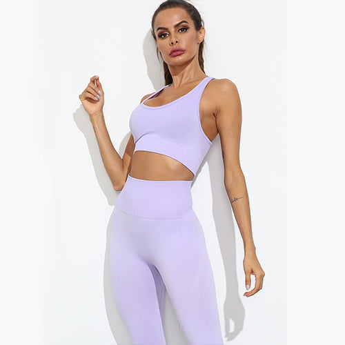 Women Seamless Yoga Set Fitness Sports Suits Gym Clothing Long Sleeve Crop Top Shirts High Waist Running Leggings Workout Pants