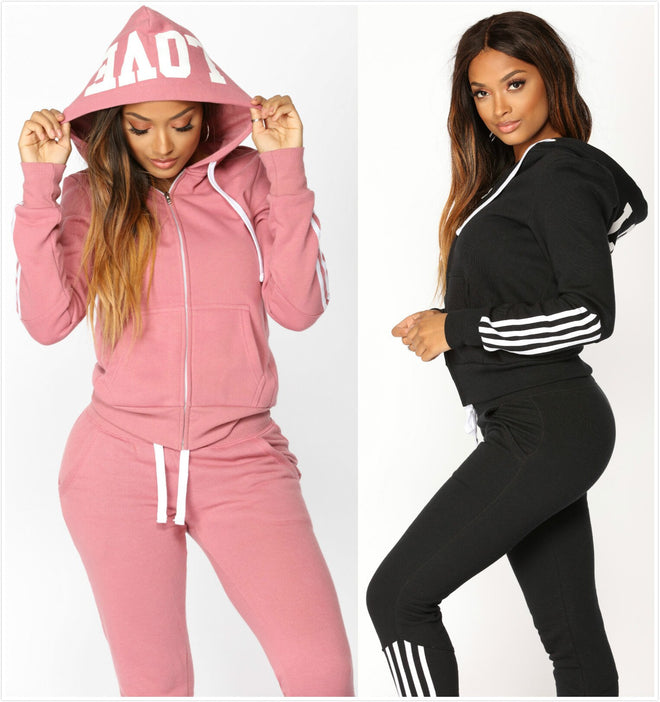 2019 Women Elegant Top And Pants Women Suit Stripe Fitness Autumn Outfit Womens Casual Sweat Suits Two Piece Tracksuit For