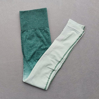 Women Yoga Set Gym Clothing Ombre Seamless Gradient Leggings+Long sleeve Top Workout Sport Suit Women Fitness Set Active Wear