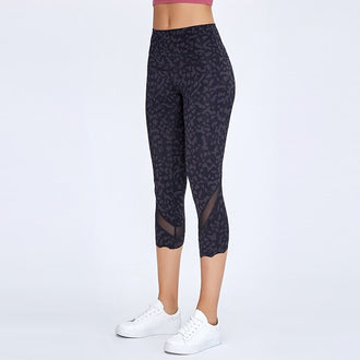 NWT 2020 Women Running Capris Yoga High Waist Skinny 4 Way Stretch Capris Fitness Leggings Sexy Net Yarn Cpairs