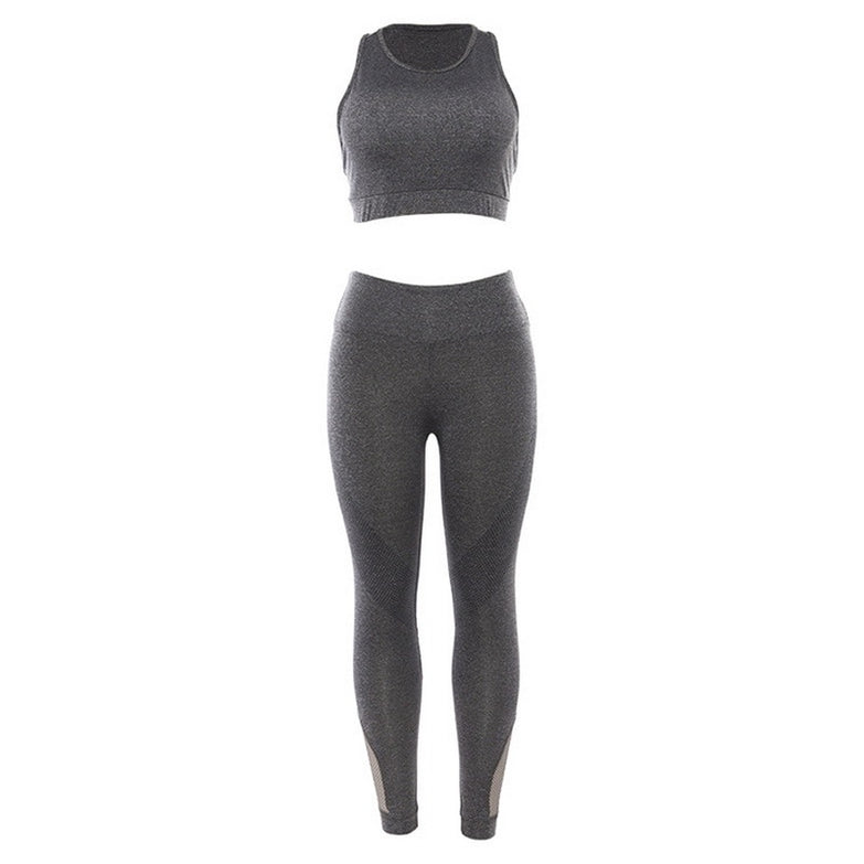 Sexy Women Tracksuit Seamless Yoga Set Fitness Sportswear High Waist Gym Leggings Push Up Crop Top Bra Solid Workout Clothes