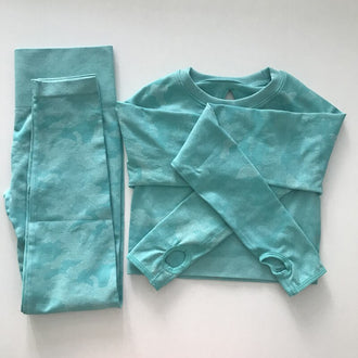 3pcs Women's Suit Camouflage Yoga Set Seamless Crop Top+Leggings Gym Set Fitness Workout Clothes for Women Ropa Deportiva Mujer