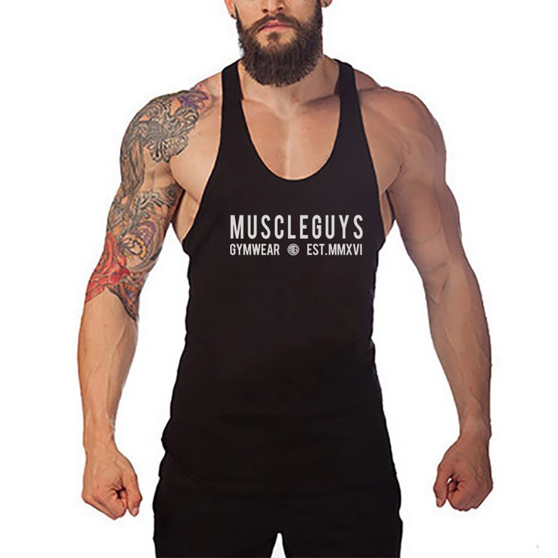 Muscleguys gyms clothing brand singlet canotte bodybuilding stringer tank top men fitness undershirt muscle sleeveless Tanktop - unitedstatesgoods