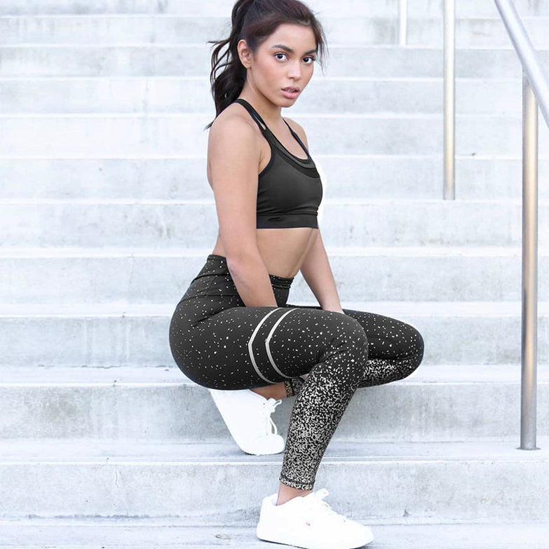 NORMOV New Hotsale Women Gold Print Leggings No Transparent Exercise Fitness Leggings Push Up Workout Female Pants