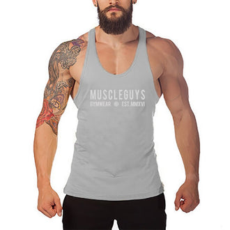 Muscleguys gyms clothing brand singlet canotte bodybuilding stringer tank top men fitness undershirt muscle sleeveless Tanktop - unitedstatesgoods