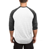 Muscleguys 3/4 Sleeve T-shirt Men Spring Autumn Casual Patchwork T Shirts Male Slim Fit Tops Fitness Raglan Tees Plus Size - unitedstatesgoods