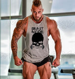 New Skull Beast Gyms Clothing Bodybuilding Tank Top Men Fitness Singlet Sleeveless Shirt Golds Cotton muscle Vest for man - unitedstatesgoods