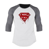 Muscleguys Spring Men T-shirts Plus Size 2XL 3/4 Sleeve Patchwork T Shirt Casual O-Neck Superman Tshirt Elastic Hip Hop Tops - unitedstatesgoods