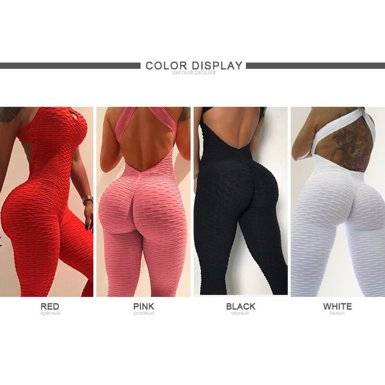 Fitness Women Sport Suit Jumpsuit 2019 Sexy Sleeveless Tracksuit Yoga Set Backless Gym Running Sportswear Leggings Workout Sport