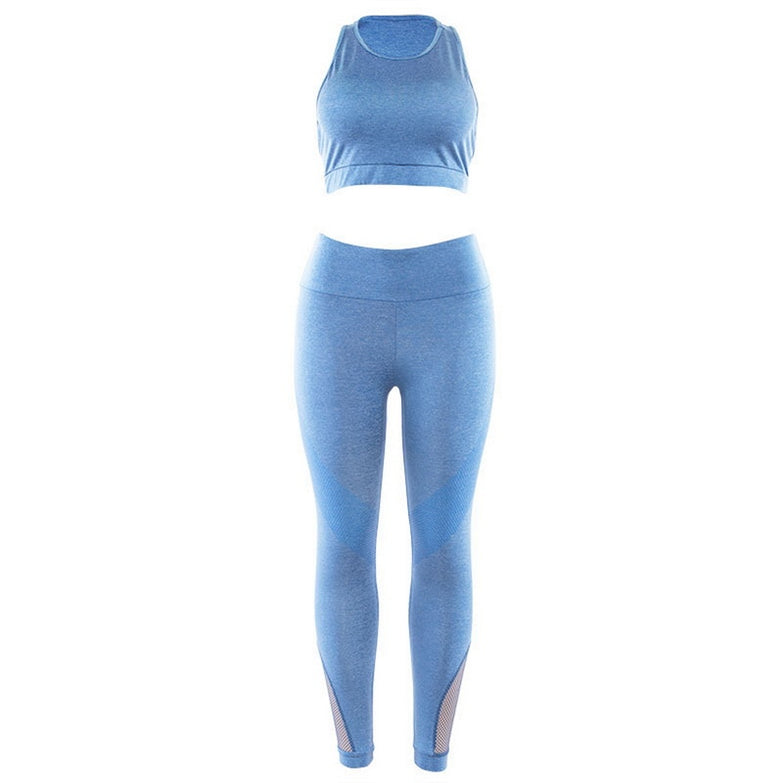 Sexy Women Tracksuit Seamless Yoga Set Fitness Sportswear High Waist Gym Leggings Push Up Crop Top Bra Solid Workout Clothes