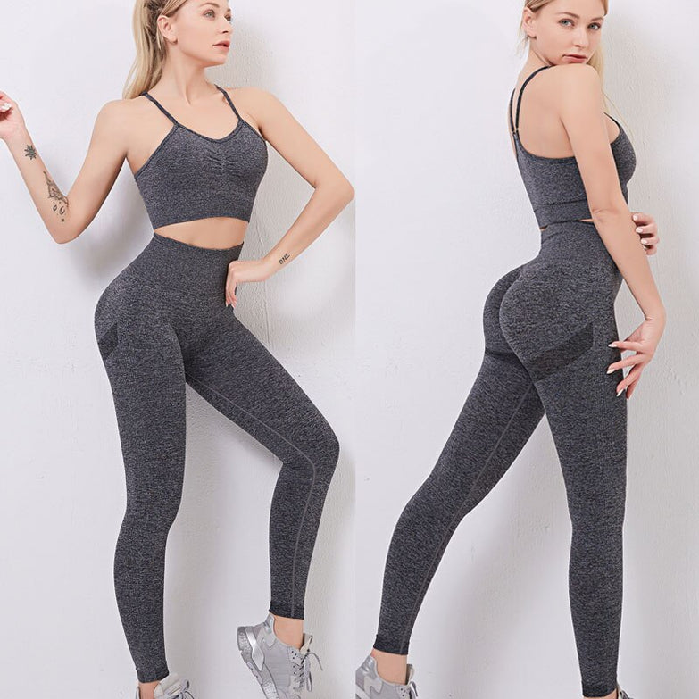 Seamless Yoga Set Women Dry Fit Two 2 Piece Tight Crop top Bra Vest Legging Sportsuit Workout Outfit Fitness Gym Sets Clothes