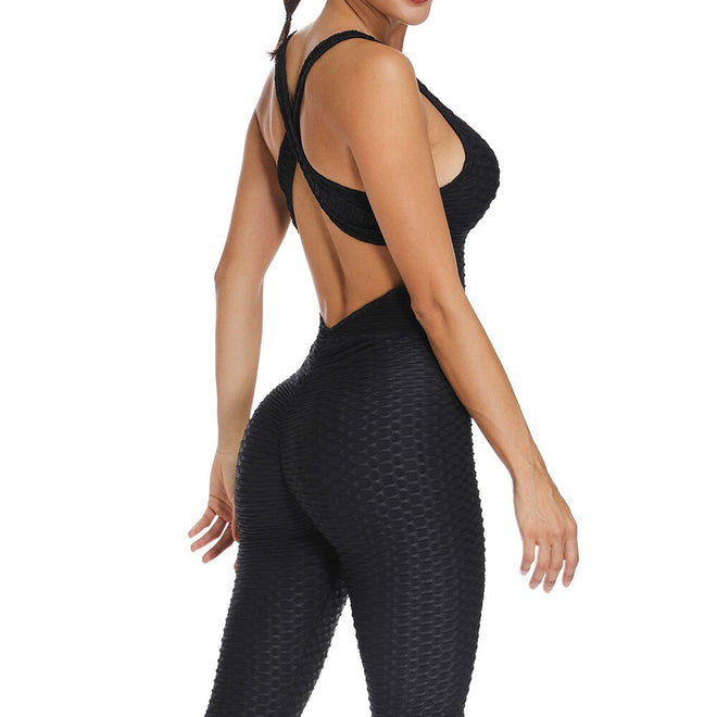 Fitness Women Sport Suit Jumpsuit 2019 Sexy Sleeveless Tracksuit Yoga Set Backless Gym Running Sportswear Leggings Workout Sport