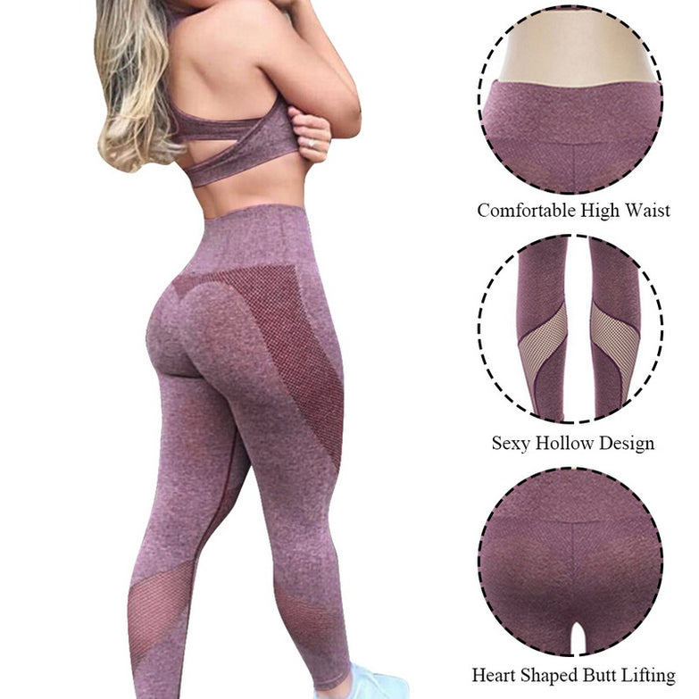 Sexy Women Tracksuit Seamless Yoga Set Fitness Sportswear High Waist Gym Leggings Push Up Crop Top Bra Solid Workout Clothes