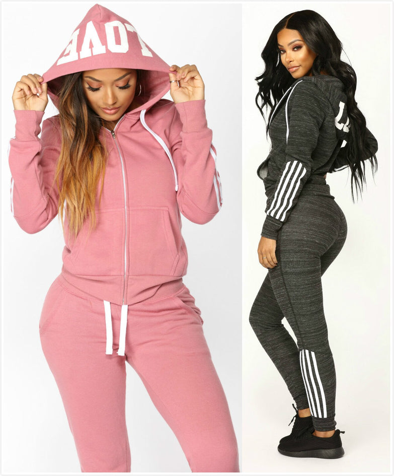 2019 Women Elegant Top And Pants Women Suit Stripe Fitness Autumn Outfit Womens Casual Sweat Suits Two Piece Tracksuit For