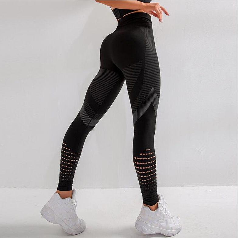 High Waist Fitness Gym Leggings Women Seamless Energy Tights Workout Running Activewear Yoga Pants Hollow Sport Trainning Wear