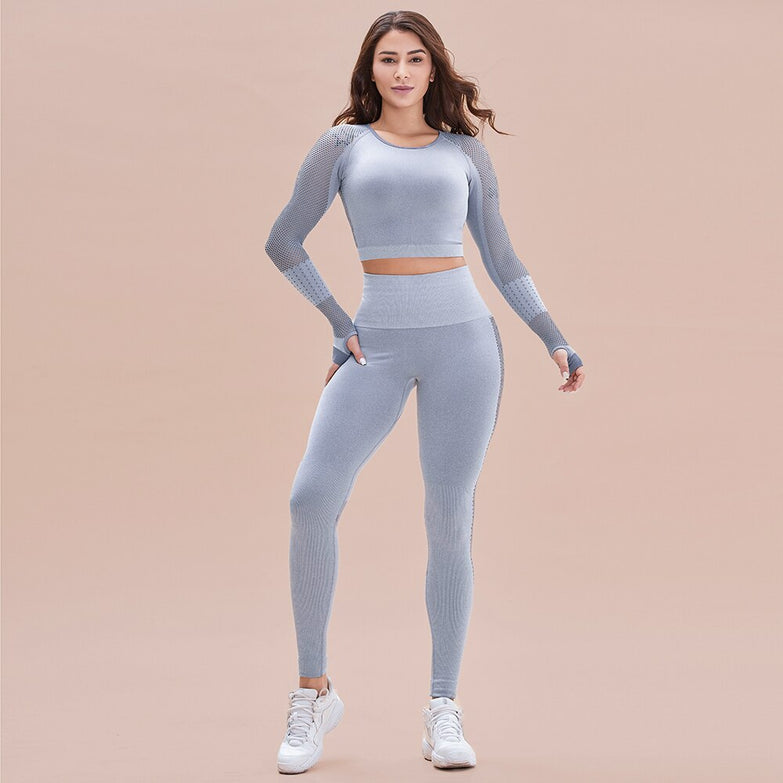 Yoga Set Women Seamless Leggings Yoga Crop Top Workout Pants Gym Set High Waist Legging Sport Clothing Fitness Suit Sportwear