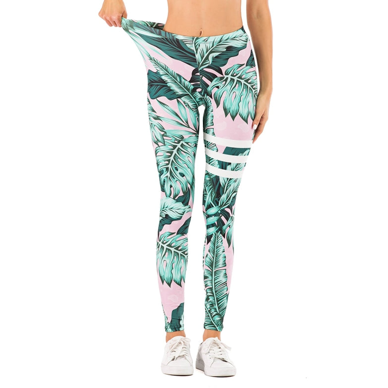 Brand Sexy Women Legging leaf Printing Fitness leggins Fashion Slim legins High Waist Leggings Woman Pants