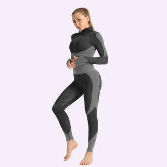 Colorvalue Seamless Workout Yoga Sets Women Stretchy Sport Fitness Suits Full Zipper Crop Tops High Waisted Leggings Activewears