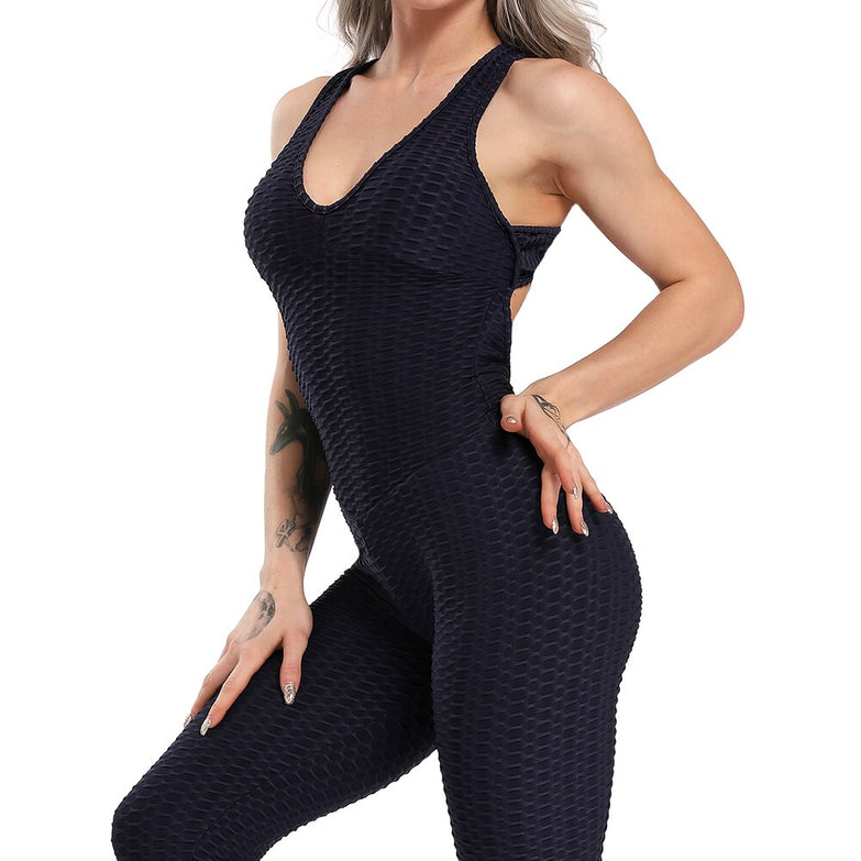 Fitness Women Sport Suit Jumpsuit 2019 Sexy Sleeveless Tracksuit Yoga Set Backless Gym Running Sportswear Leggings Workout Sport