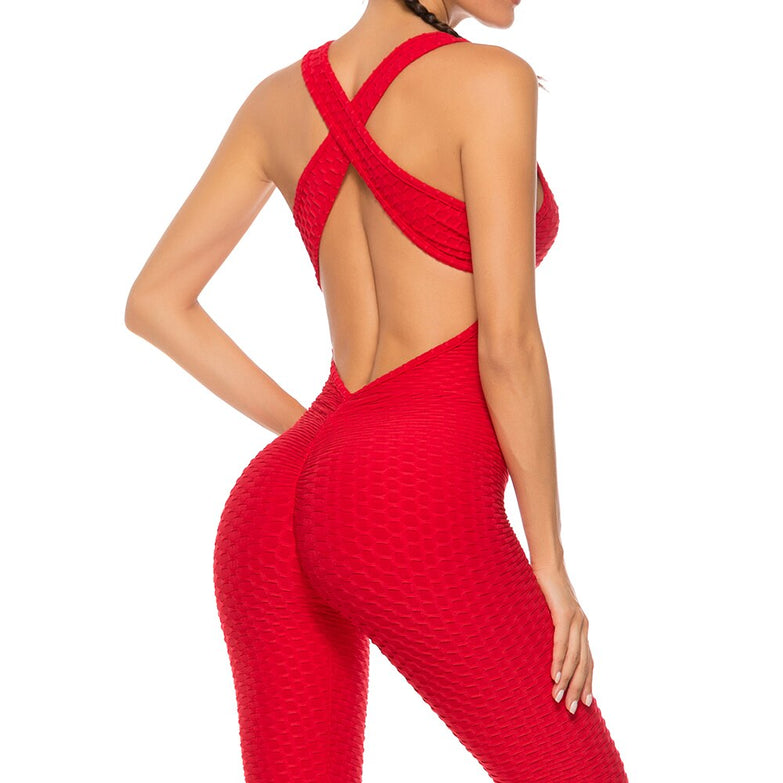 Fitness Women Sport Suit Jumpsuit 2019 Sexy Sleeveless Tracksuit Yoga Set Backless Gym Running Sportswear Leggings Workout Sport