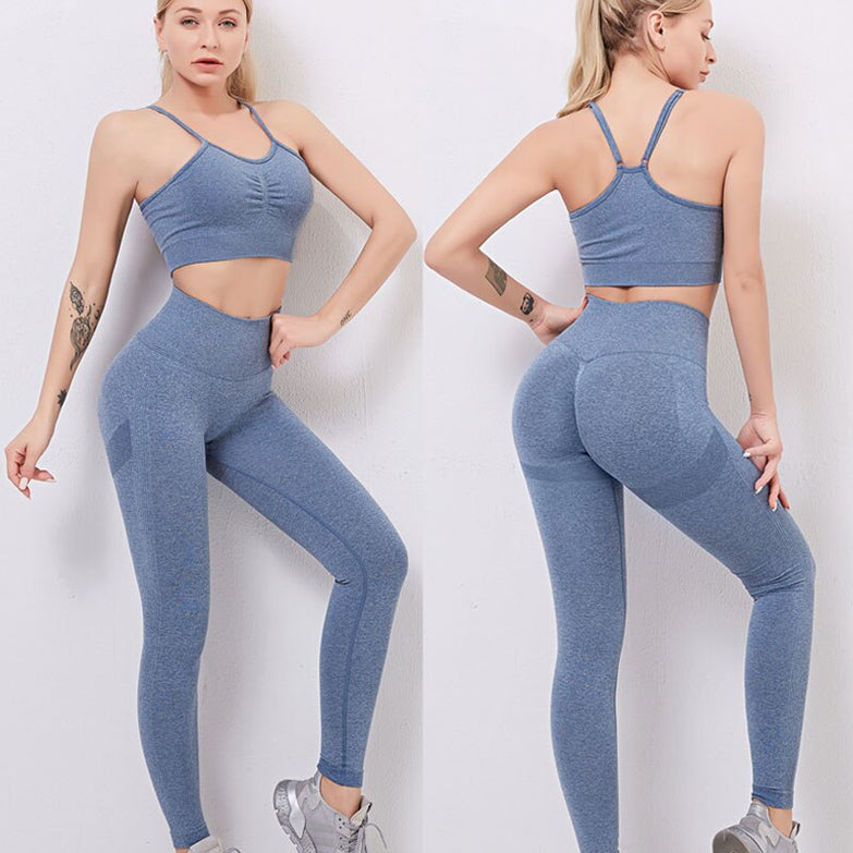 Seamless Yoga Set Women Dry Fit Two 2 Piece Tight Crop top Bra Vest Legging Sportsuit Workout Outfit Fitness Gym Sets Clothes