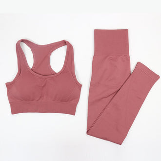 Women Seamless Yoga Set Fitness Sports Suits Gym Clothing Long Sleeve Crop Top Shirts High Waist Running Leggings Workout Pants