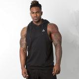 Mens Sleeveless Hoodies gyms Fitness Bodybuilding cotton Sweatshirt Casual fashion male workout Hooded Sportswear clothing - unitedstatesgoods