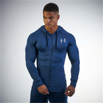 Muscle Fitness Men's Gyms Hooded Sweatshirt 2018 New Brand Autumn Bodybuilding Pure Color Long Sleeve Hoodies Zipper Clothes - unitedstatesgoods