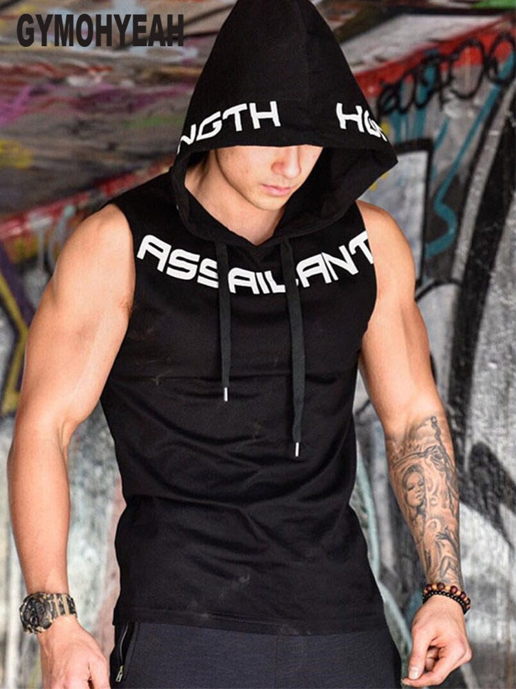 NEW Mens Gyms Hoodie Singlets Sweatshirts sleeveless hoodies printing Bodybuilding Fitness male waistcoat Shirts Casual hoodies - unitedstatesgoods