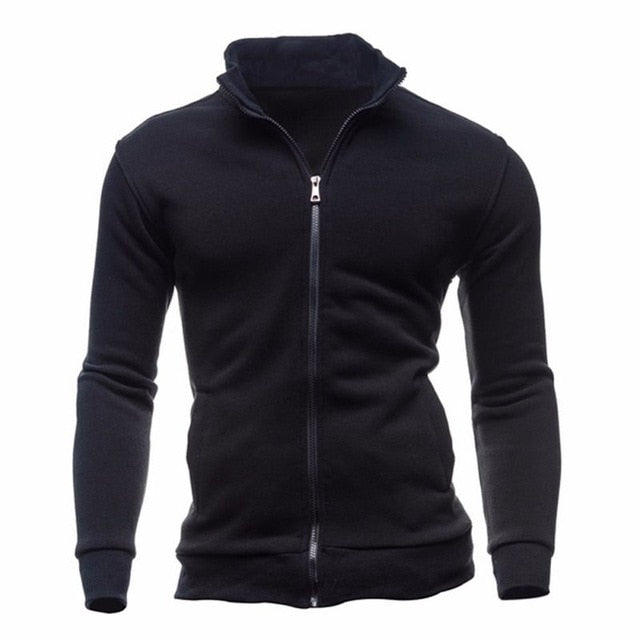 New Basic Zip Hoodies Sweatshirt Autumn Spring Men Up Jacket Casual Long Sleeve Slim Fitness Hoody Sportswear Male - unitedstatesgoods