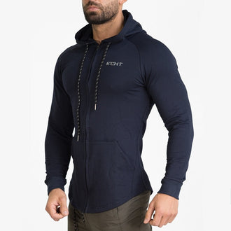New Men Cotton Sweatshirt Gyms Fitness Bodybuilding Workout Hoodies Casual Fashion Jacket Zipper Sportswear Tracksuits Clothing - unitedstatesgoods