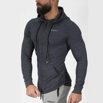 New Men Cotton Sweatshirt Gyms Fitness Bodybuilding Workout Hoodies Casual Fashion Jacket Zipper Sportswear Tracksuits Clothing - unitedstatesgoods