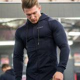 New Men Cotton Sweatshirt Gyms Fitness Bodybuilding Workout Hoodies Casual Fashion Jacket Zipper Sportswear Tracksuits Clothing - unitedstatesgoods