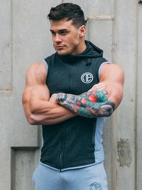 New Mens Gyms Hoodie Singlets Sweatshirts sleeveless hoodies printing Bodybuilding Fitness male waistcoat Shirts Casual hoodies - unitedstatesgoods