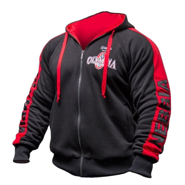 OLYMPIA Men Gyms Hoodies Gyms Fitness Bodybuilding Sweatshirt Crossfit Pullover Sportswear Male Workout Hooded Jacket Clothing - unitedstatesgoods