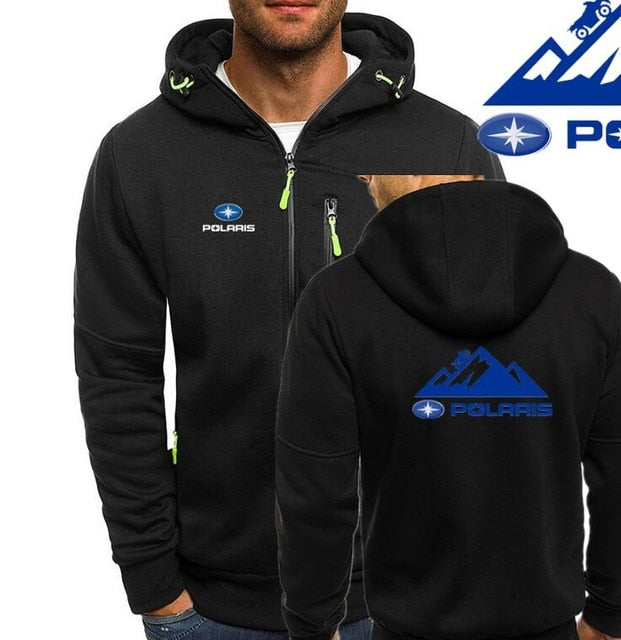 Polaris Snowmobiles print Autumn Men Hoodies Zipper Sweatshirt Streetwear Jacket Mens hooded Tracksuit Slim Fitness Outwear - unitedstatesgoods