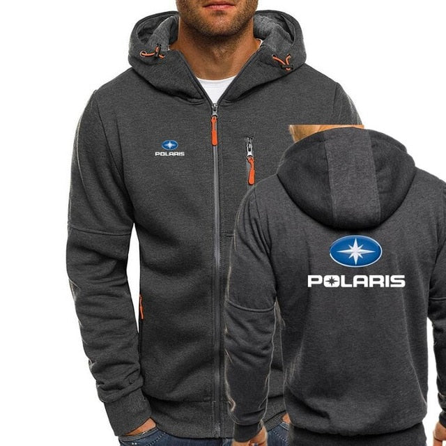 Polaris Snowmobiles print Autumn Men Hoodies Zipper Sweatshirt Streetwear Jacket Mens hooded Tracksuit Slim Fitness Outwear - unitedstatesgoods