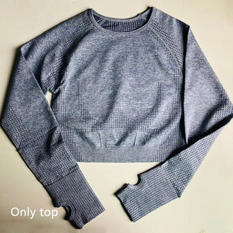 Seamless Yoga Suit 2 piece Sports Shirts Crop Top Seamless Leggings Sport Set Gym Clothes Fitness Tracksuit Workout Set Femme - unitedstatesgoods