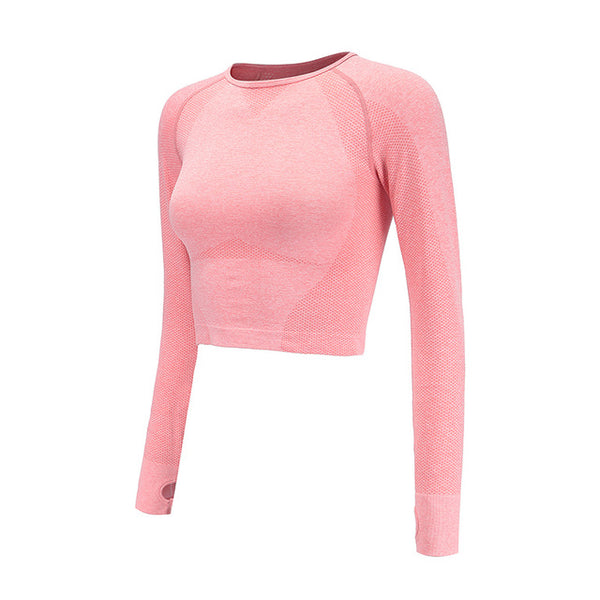 Sexy Crop Top High Stretchy Tumb Hole Workout Shirts For Women Long Sleeve Fitness Yoga Top Seamles Sport Shirt For Gym clothes - unitedstatesgoods