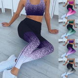 Sexy Sports Suit Women Gradient Fitness Yoga Set Tracksuit Gym Jogging Sportswear Running Top&Leggings Sport Fitness Suit Mujer - unitedstatesgoods