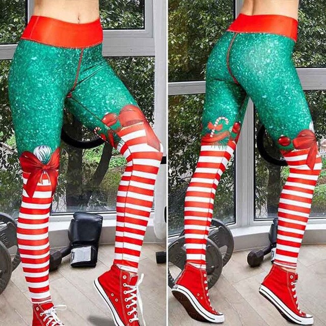 Sexy Yoga Pants Christmas 3D Santa Claus Printed Leggings High Waist Sports Leggings Fitness Women's Sports Tights - unitedstatesgoods