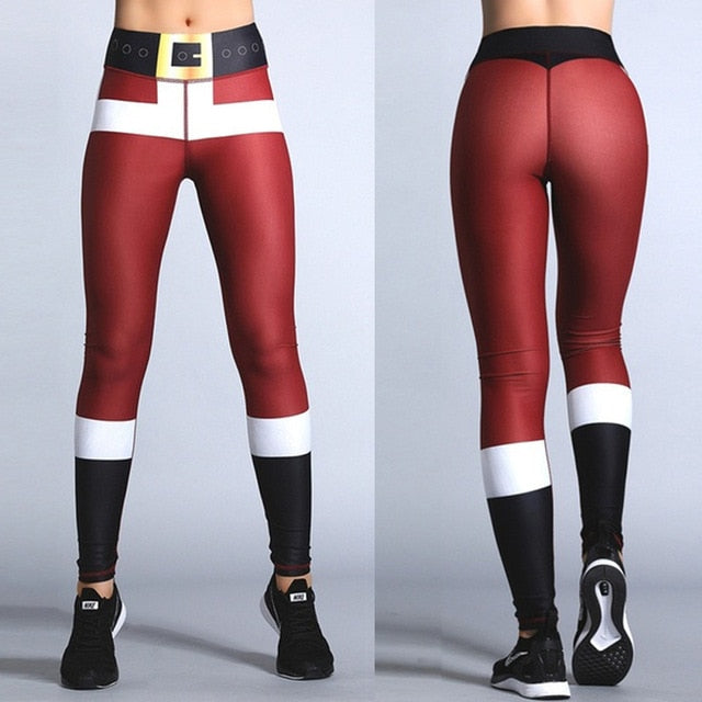 Sexy Yoga Pants Christmas 3D Santa Claus Printed Leggings High Waist Sports Leggings Fitness Women's Sports Tights - unitedstatesgoods