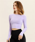 Vital Seamless Crop Top Long Sleeve Breathable Gym Fitness Sports Shark Women Yoga Shirts Quick Dry Shirt Crop Seamless Top - unitedstatesgoods