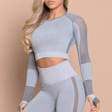 Women Yoga Set Yoga Crop Top Seamless Leggings Workout Yoga Pants Gym Set High Waist Legging Pants Sport Clothing Fitness Shirt - unitedstatesgoods