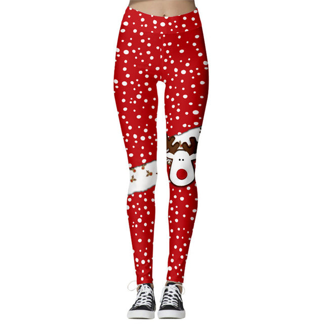 Women's High Waist Leggings 2019 Snowflake Christmas Printing Leggings Bottoms Breathable Merry Christmas Pants Fitness Leggins - unitedstatesgoods