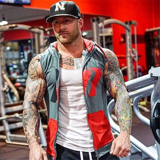 YEMEKE Hoodie sleeveless Patchwork Mens Fitness Casual Pullover Sweatshirts Streetwear 2018 Spring Winter Hoodie - unitedstatesgoods