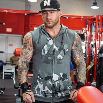 YEMEKE Hoodie sleeveless Patchwork Mens Fitness Casual Pullover Sweatshirts Streetwear 2018 Spring Winter Hoodie - unitedstatesgoods