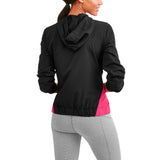 Women's Full Zip Hoodie Windbreaker with Athletic Stripes - unitedstatesgoods