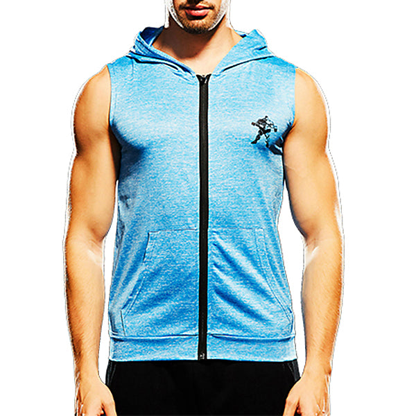 Mens Fashion Zip Up Fitness Running Hooded Vest - unitedstatesgoods